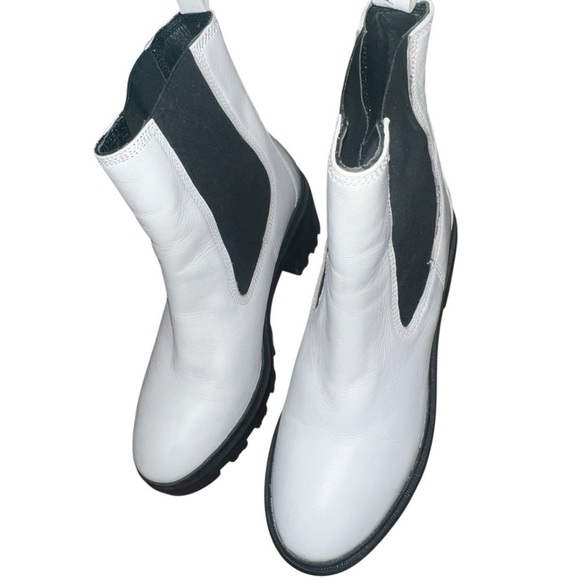 Enjoiya Dana White Leather Chunky Combat Style Boots Sz 40 9.5 - Picture 4 of 8